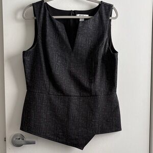 White House Black Market Charcoal Sleeveless Asymmetrical Business Top SZ 14